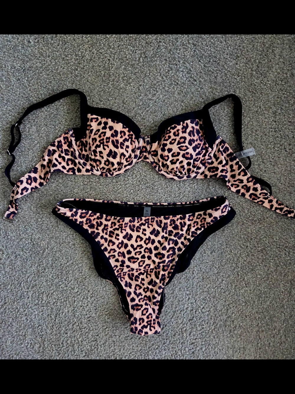 Leopard Print Women’s Bikini Set - Brown/Black
